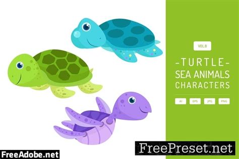 Cute Sea Turtle - Sea Animals Characters Vol.8 CH58YTA