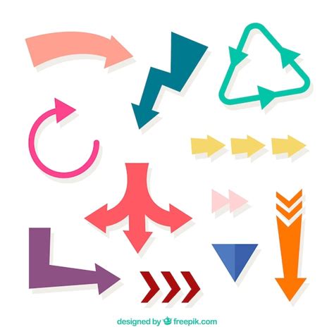 Free Vector Set Of Colorful Arrows To Mark In Flat Style