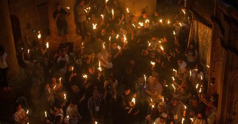 Heiliges Feuer Millionen Orthodoxer Christen Feiern Osterfest