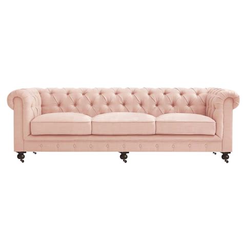 Chelsea Blush Tufted Sofa The Confetti Studio