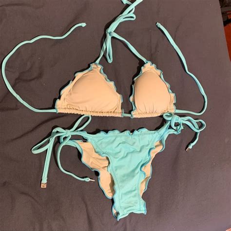 Zara Swim From Brazil Reversible Bikini Nude And Blue Poshmark