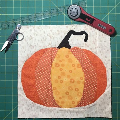 Pumpkin Paper Pieced Pattern Block For Halloween Or Fall Quilt Etsy