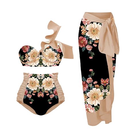 Maillot De Bain Imprim Floral R Tro Pour Femmes Bikini Volants