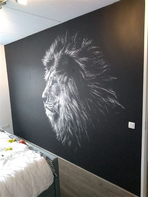 Grey Lion With Blue Eyes Blauwe Ogen Leeuw Slaapkamer Muur