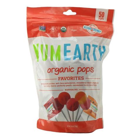 Органічні натуральні льодяники на паличці, 50 штук, yummy earth, 310 г ...
