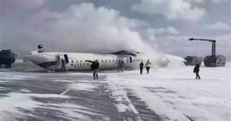 Shocking footage shows plane upside-down after crash landing in Canada ...