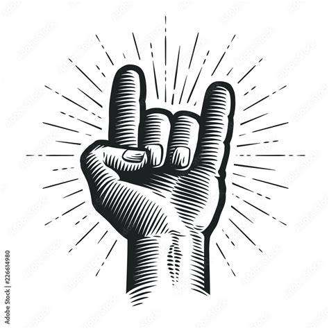 Rock And Roll Or Heavy Metal Devil Horns Hand Sign Sketch Vector