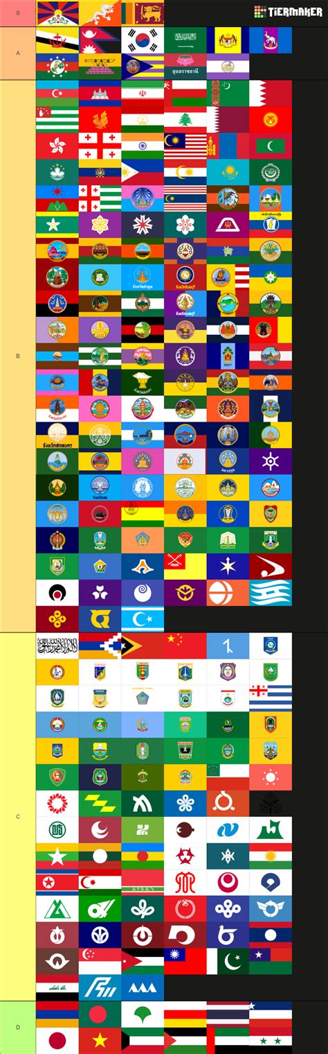 Flags Of Asia Countries States Islands Territories Tier List