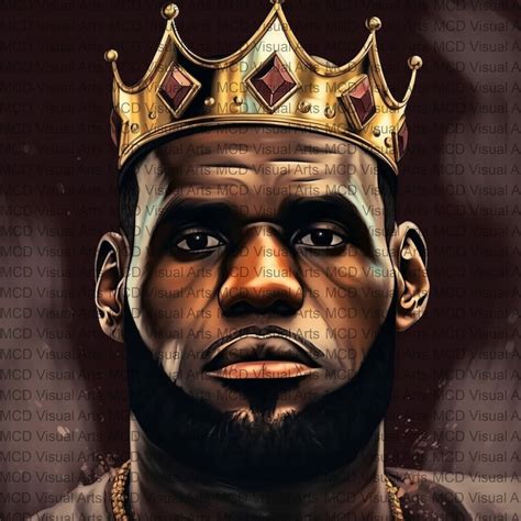 Lebron James King With Crown Portrait Fine Art Painting Style Digital