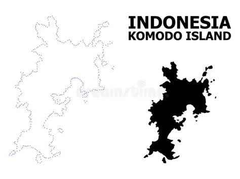 Mapa Punteado Contorno Del Vector De La Isla De Komodo Con Nombre