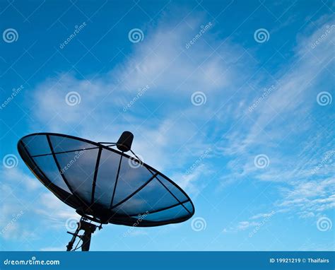 Satellite Dish With Blue Sky And Cloud Background Stock Image Image