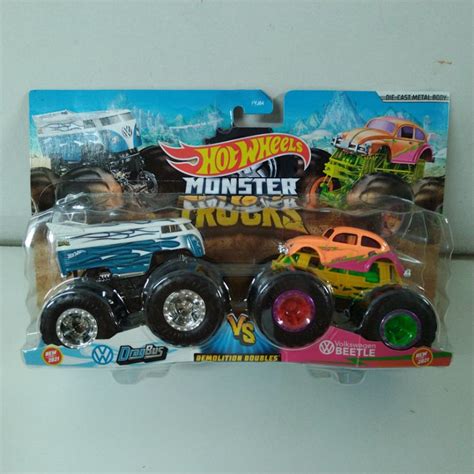 Hot Wheels Monster Trucks Demolition Doubles Volkswagen Drag Bus Vs Beetle Gtj Shopee