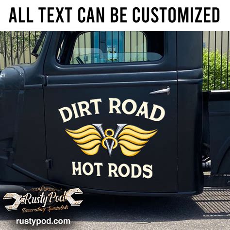 Personalized V Wing Hot Rod Lettering Vinyl Sticker Rustypod Store