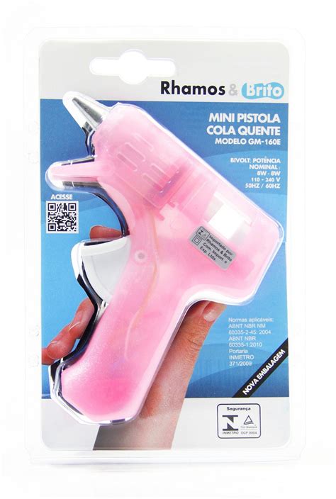 Pistola Para Cola Quente Fina GM 160e Rosa Rhamos E Brito