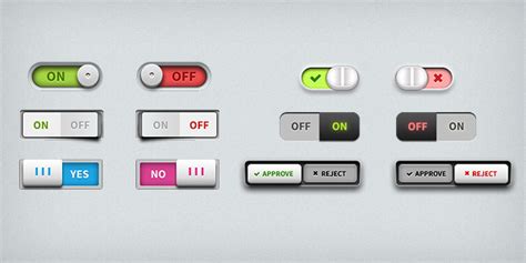 Toggle Switches UI Elements PSD GraphicsFuel