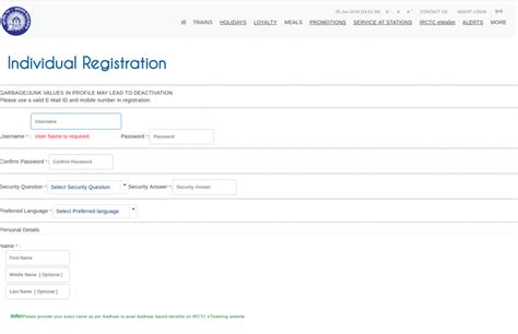 Irctc Create New Account Registration And Signup Process