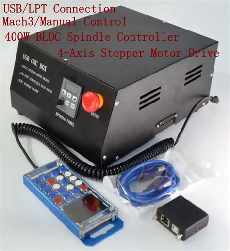 BLDC Spindle 4 Axis CNC Motion Controller Box USB LPT Mach3 Control For