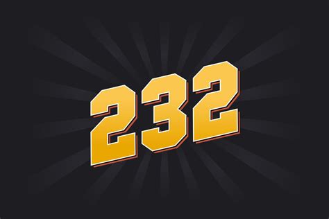 Number 232 Vector Font Alphabet Yellow 232 Number With Black