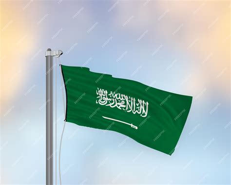 Premium Photo | Waving flag of saudi arabia on a flag pole
