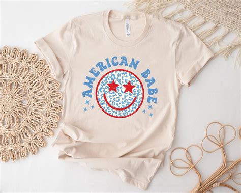 American Babe Shirt Smiley Face American Babe T Shirt Fourth Of July Shirt American Babe