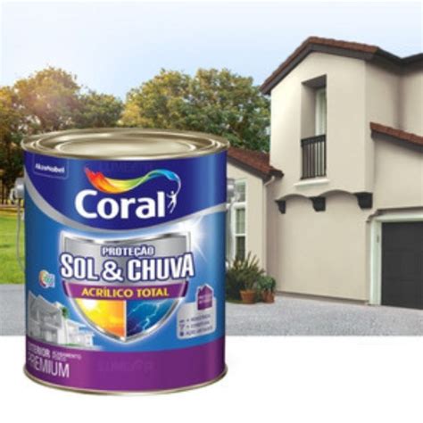 Tinta Para Area Externa Sol E Chuva - Tinta Acrílica Coral Premium Sol e Chuva Branca 3.6L - Proteção e ...