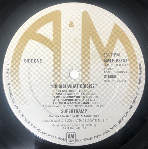 Supertramp – Fully Signed UK 1st Press ‘Crisis! What Crisis?’ Album ...