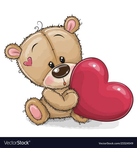 Cute teddy bear with heart vector image on VectorStock | Teddy bear ...