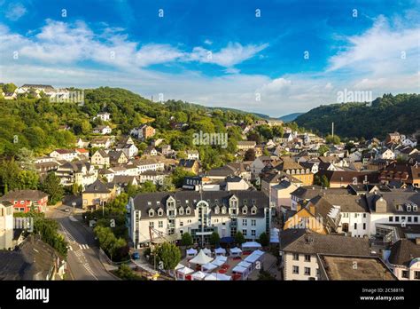 Panoramic Aerial View Of Idar Oberstein In A Beautiful Summer Day