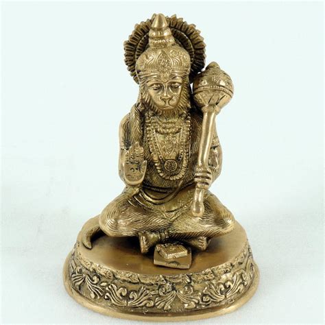 Brass Hanuman Ji Sitting Capstona Blue Bird Minerals