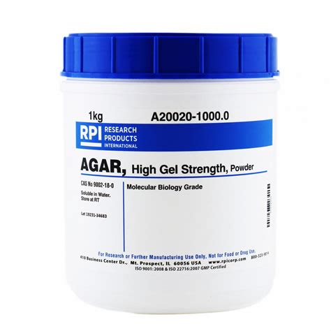 Rpi 1 Kg Container Size Powder Agarhigh Gel Strength 31fw09a20020 10000 Grainger