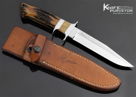 Bob Loveless Custom Knife J M Double Nude Logo Amber Stag Jr Bear Subhilt Fighter Knife Purveyor