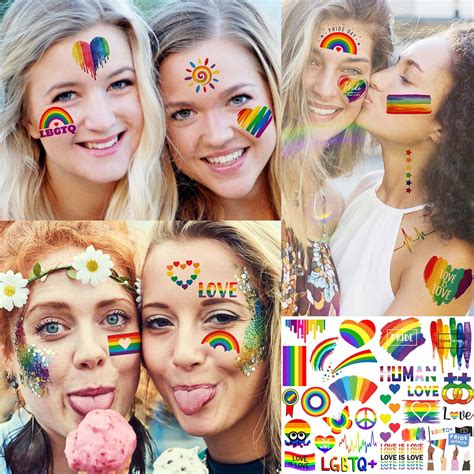 Sheets Pride Tattoos Temporary Rainbow Temporary Tattoos For Women Men Adults Gay Pride