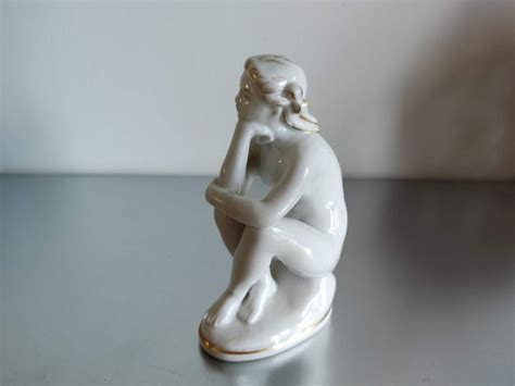 Vintage Russian Lfz Porcelain Statue Nude Naked Girl Lomonosov Etsy