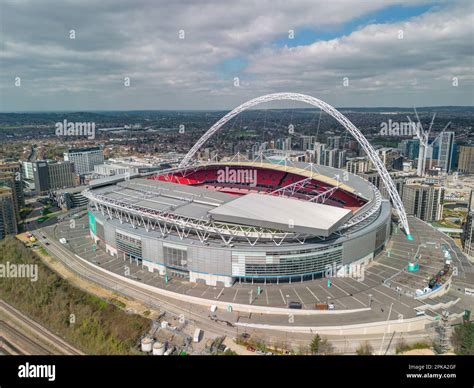 Aerial view of Wembley Stadium, home to England football, Wembley ...