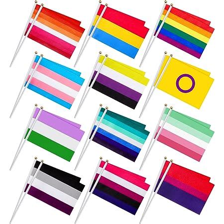 Amazon Weewooday 108 Pcs Progress Rainbow Gay Pride Flags Set