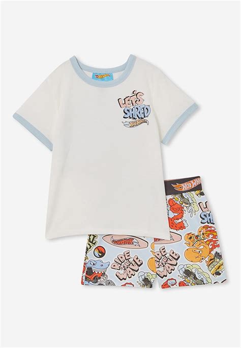 Felix Short Sleeve Pyjama Set License Lcn Mat Vanilla Hot Wheels Let S Shred Cotton On