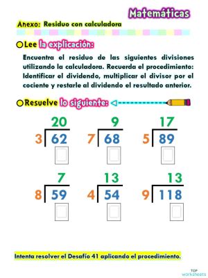 Residuo Con Calculadora Ficha Interactiva TopWorksheets