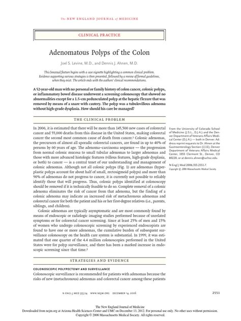 Adenomatous Polyps of The Colon 2006 | PDF | Colorectal Cancer ...