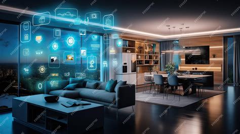 Artificial intelligence a smart home featuring various connected ...