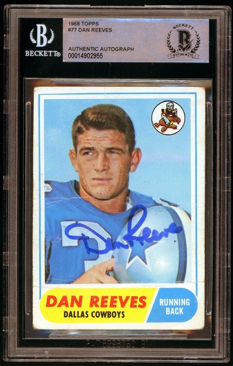 Dan Reeves Autographed Signed 1968 Topps 77 Dallas Cowboys Bgsbeckett