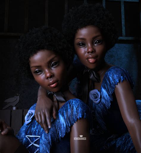 The Black-Eyed Twins. 3D Render by OFFICIALRenderGoddess