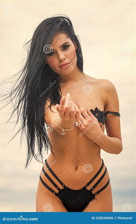 Beautiful Girl In Lace Underclothes Sensual Seductive Attractive Brunette Stock Photo Image