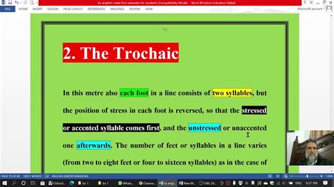 trochaic trochee lecture  intro  english literature  bs  youtube