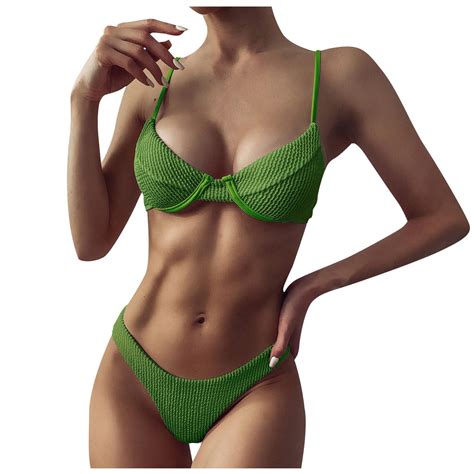 Wamans Womens Bikini Women S Sexy High Breast Contrast Solid Split