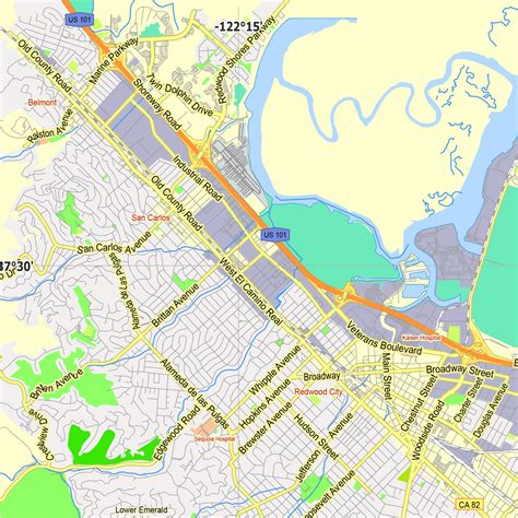 Menlo Park California US editable layered PDF Vector Map