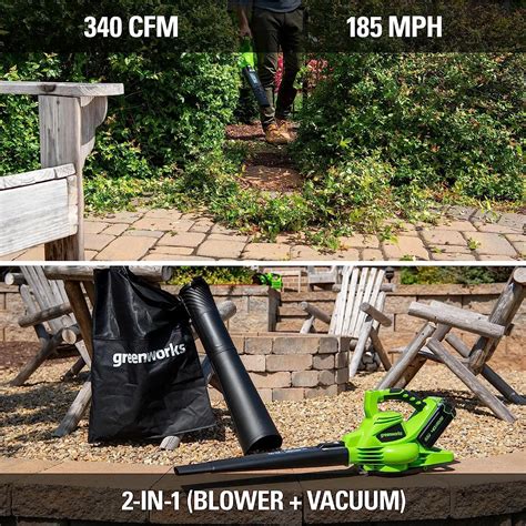 Greenworks 40v 185 Mph 340 Cfm Cordless Brushless Leaf Blower Vacuum With 40ah Battery And