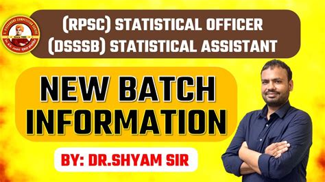 Rpsc Statistical Officer New Batch Informaiton Full Details By Dr