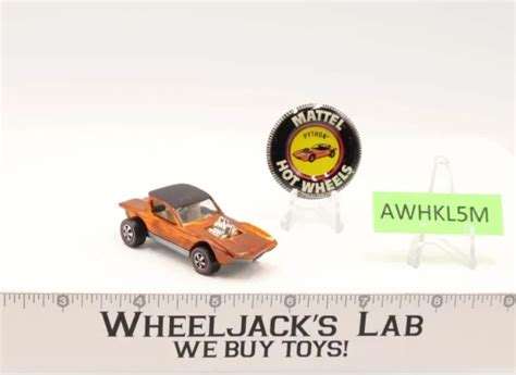 Python Orange Hot Wheels 1968 Mattel Vintage Redline RL WHITE INTERIOR W BUTTON Wheeljack S Lab