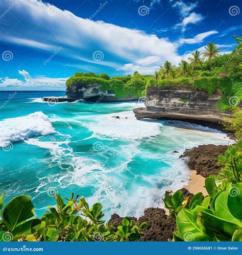 Bali S Hidden Secrets: Hidden Beach, Waterfall, and Temple Stock Image