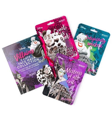 Disney Set Of 3 Villains Sheet Face Masks Collection From Mad Beauty